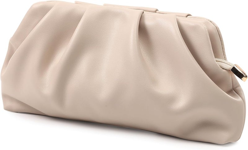 FanChris Evening Bag for Women Ruched Clutch Purse Detachable Metal Chain Crossbody Bag - Image 2